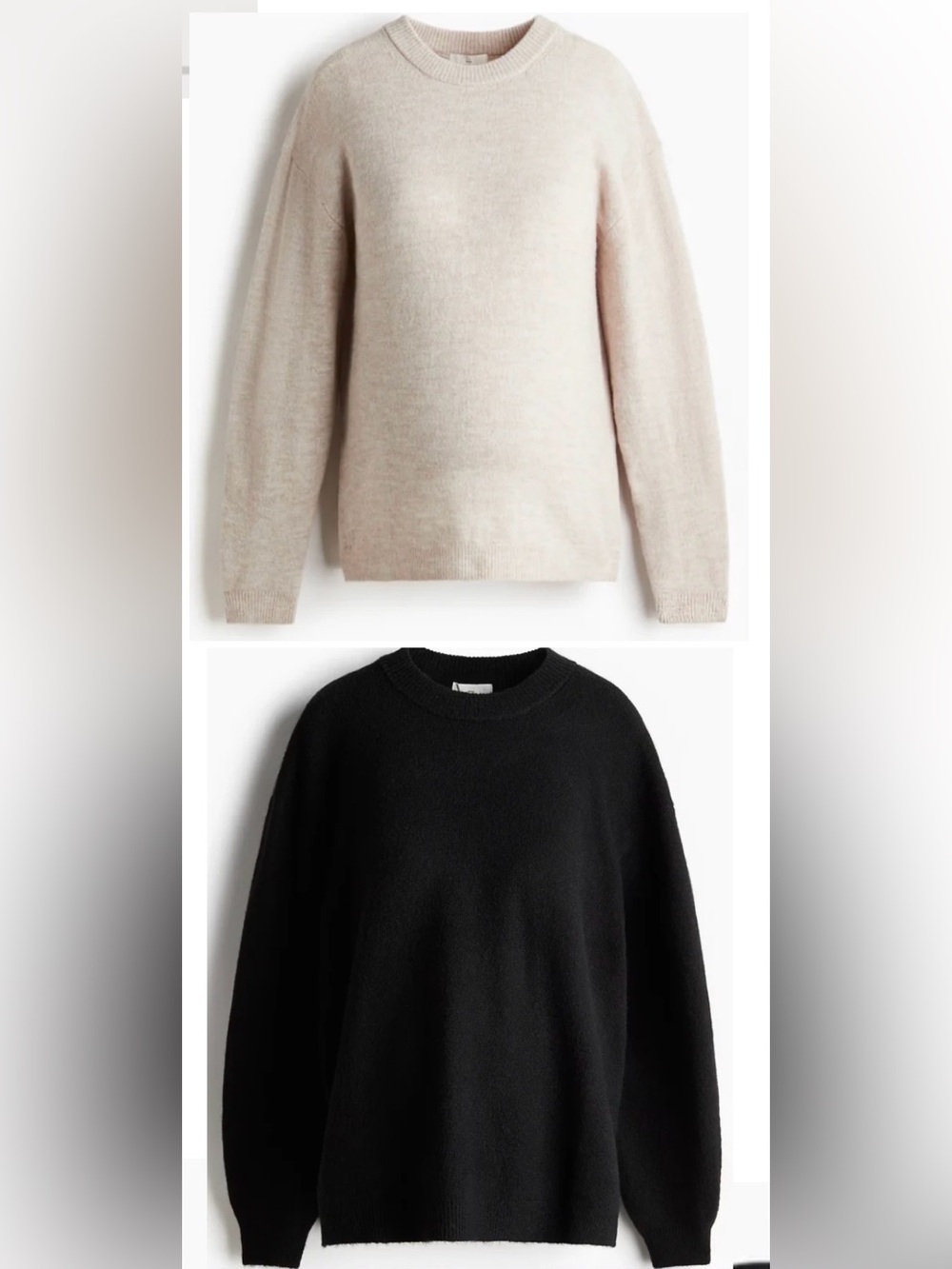 H&M Crewneck Sweater Set — Black and Light Beige